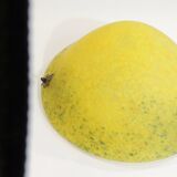 1970s vintage yellow speckled glass suspension – retro chain chandelier