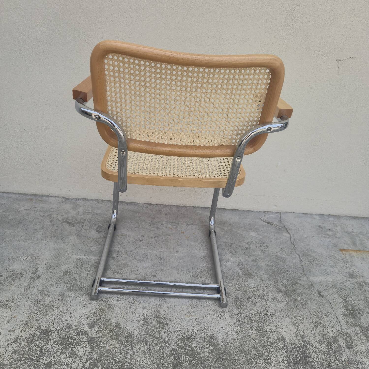 Breuer style armchair in original vintage canework