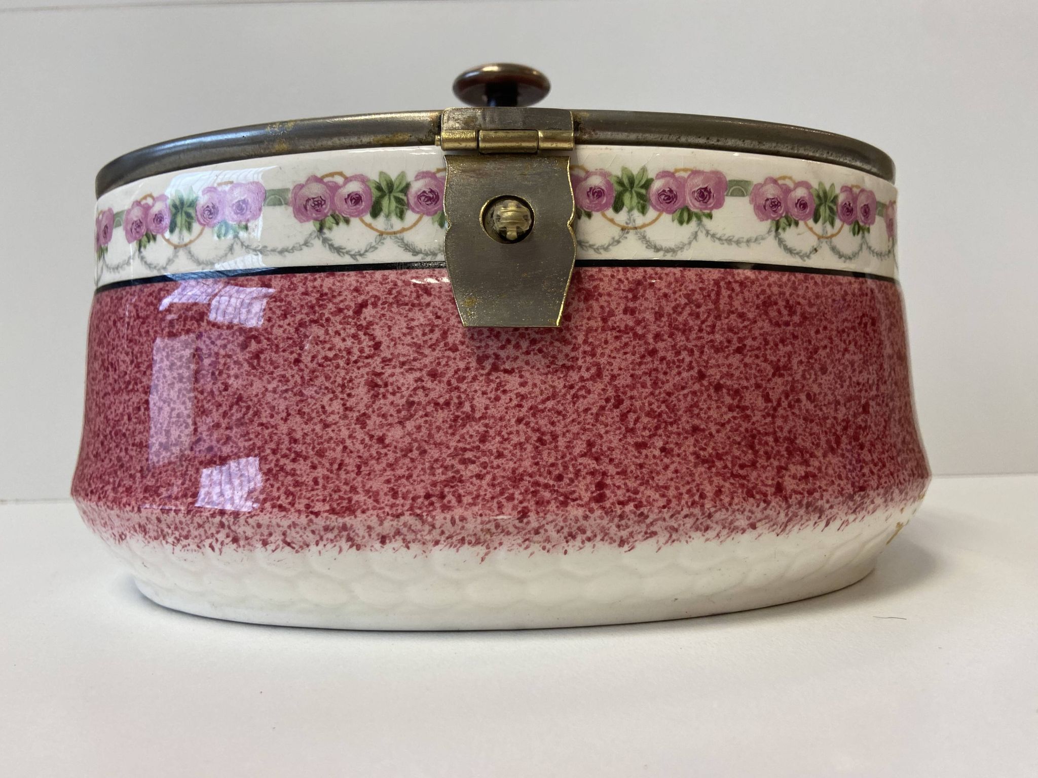 Vintage Art Nouveau Pot Biscuit in Faience German Manufacture Early 1900s