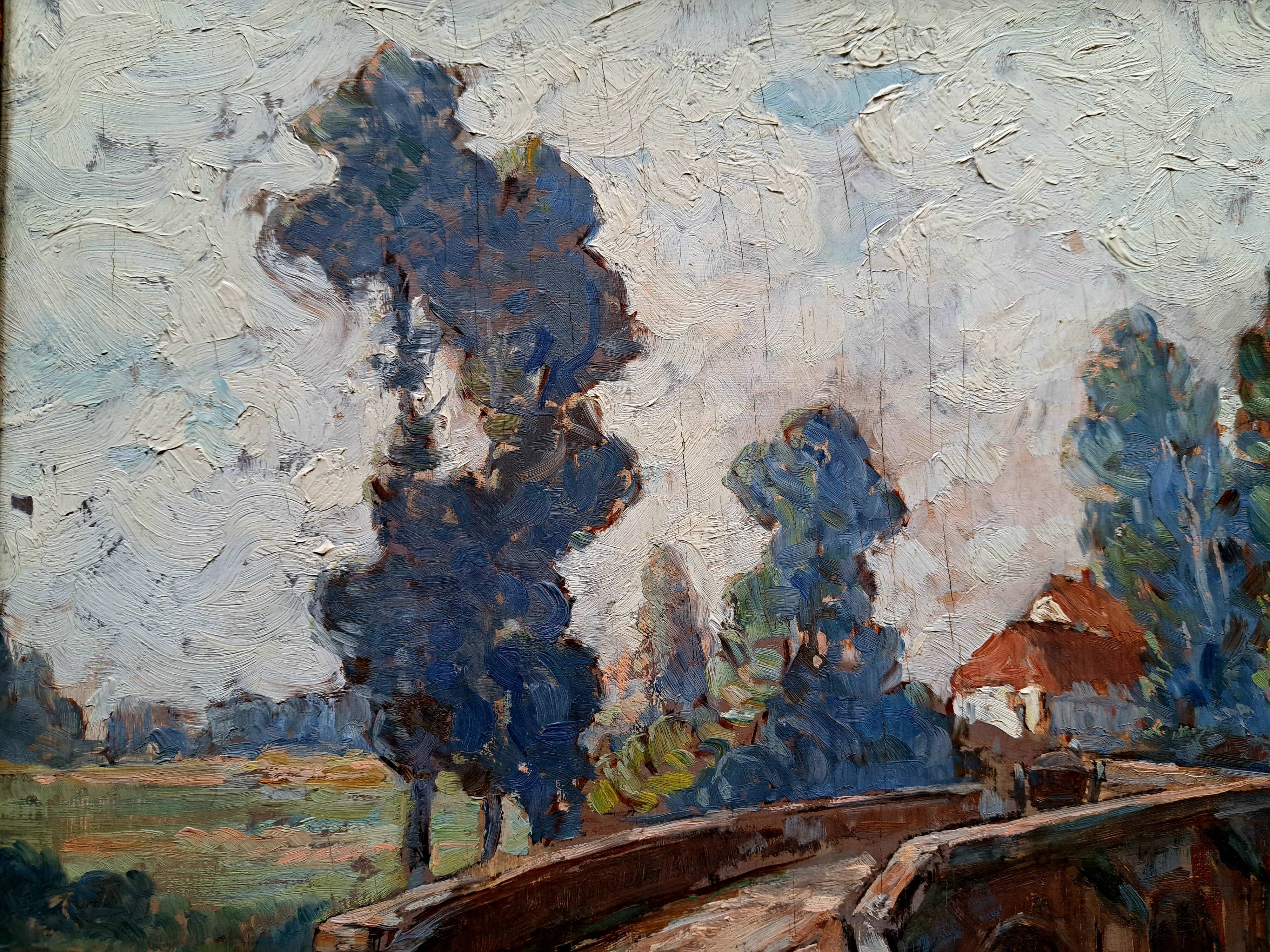 Tableau ancien huile sur panneau signé Montagney
