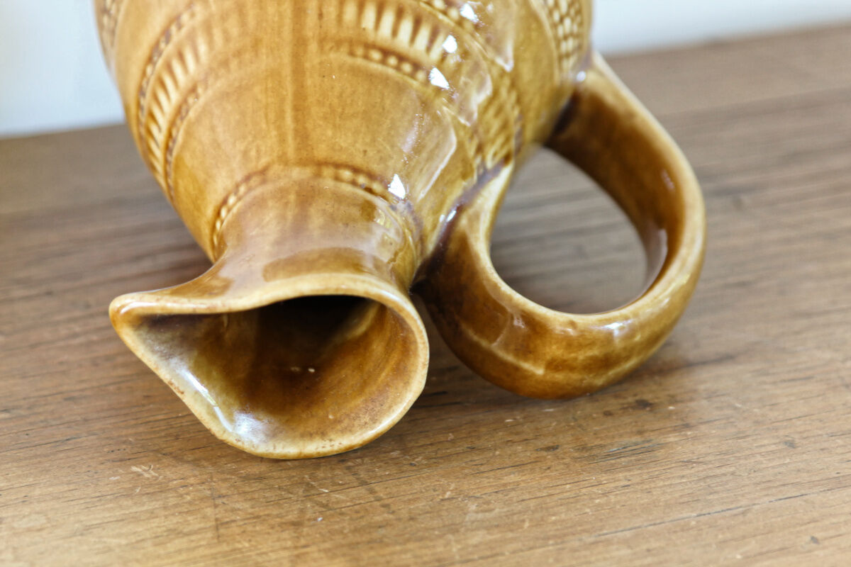 Digoin pitcher, mustard yellow