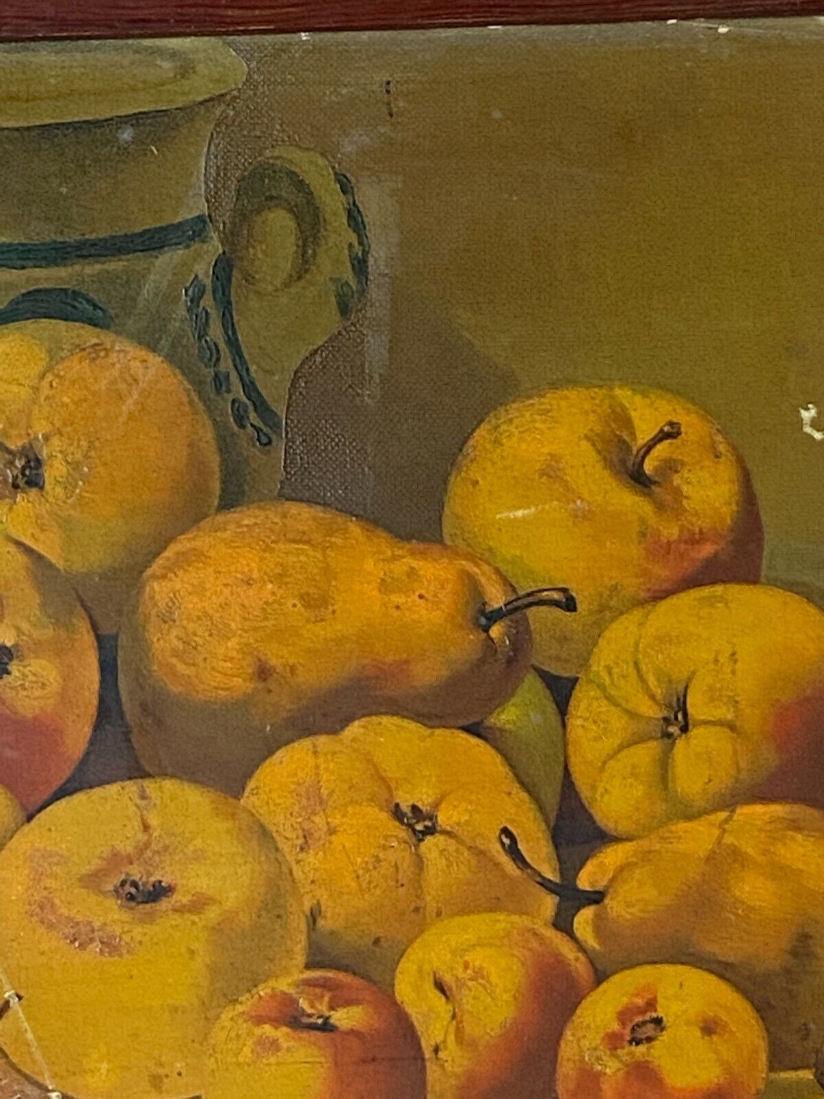 Oil on panel e croizet still life with apples grapes late nineteenth century