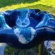 Glazed ceramic ashtray Vallauris blue with its Vintage pestle 70s