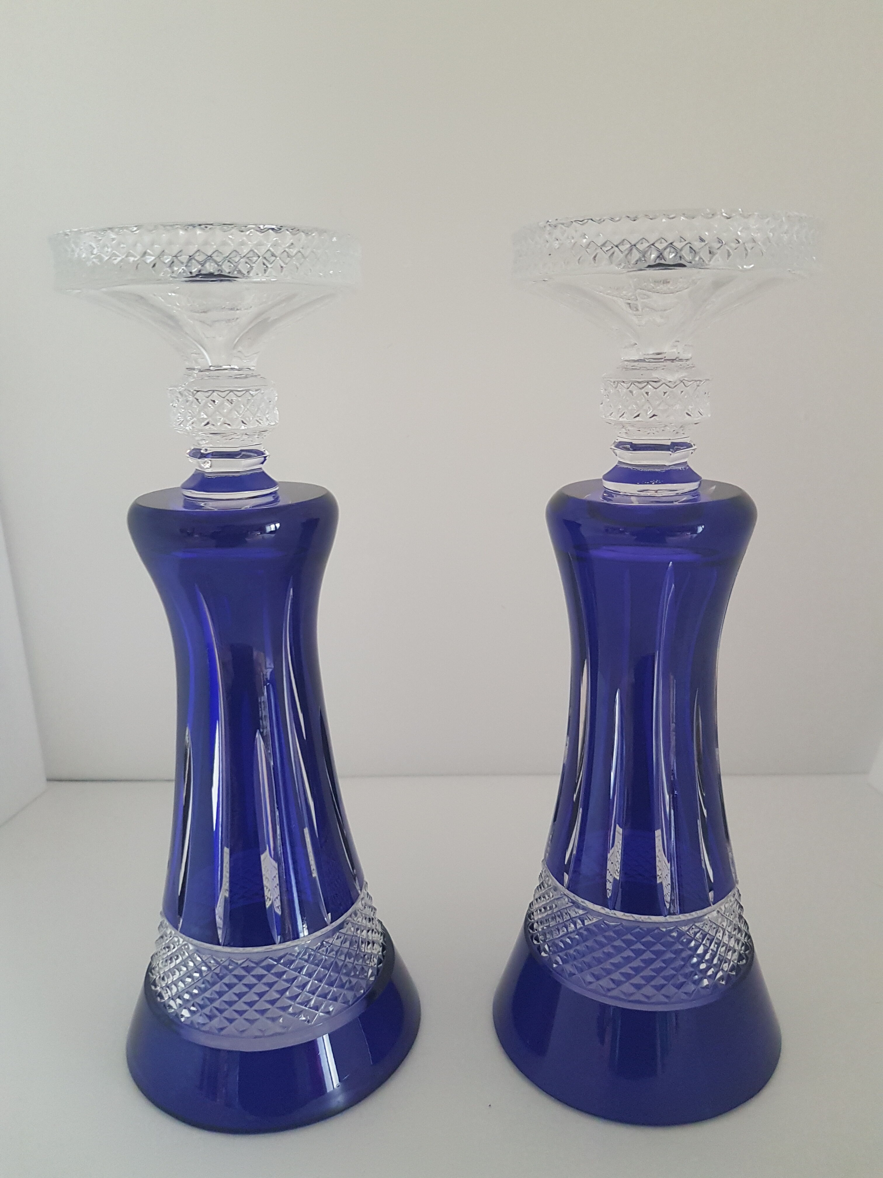 Pair of blue vases crystallism of Lorraine, Saint-Louis- tommy collection
