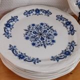 Set of 8 old dessert plates in French earthenware Moulin des Loups from the 50s