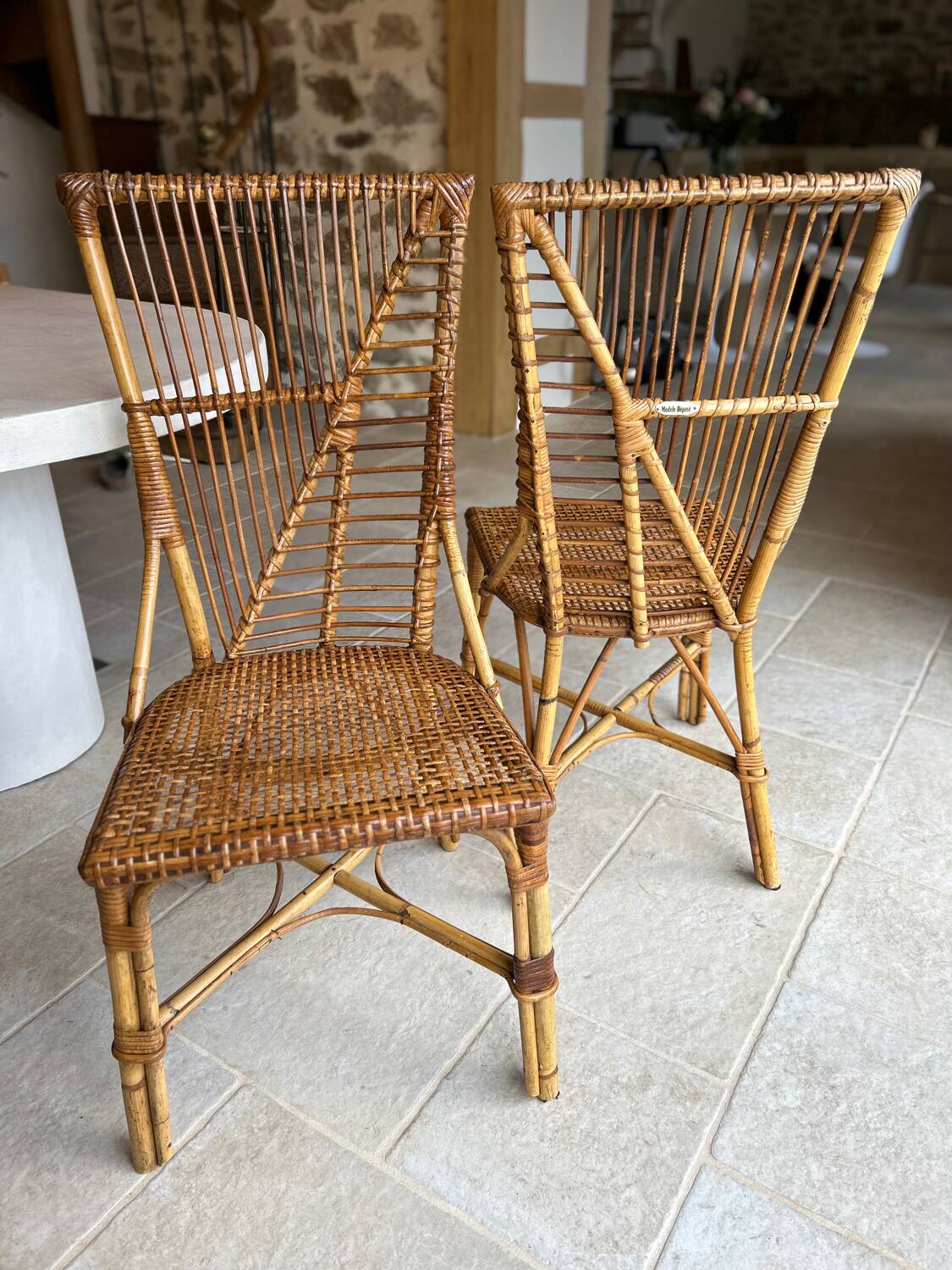 Paire de chaises en rotin années 50/60