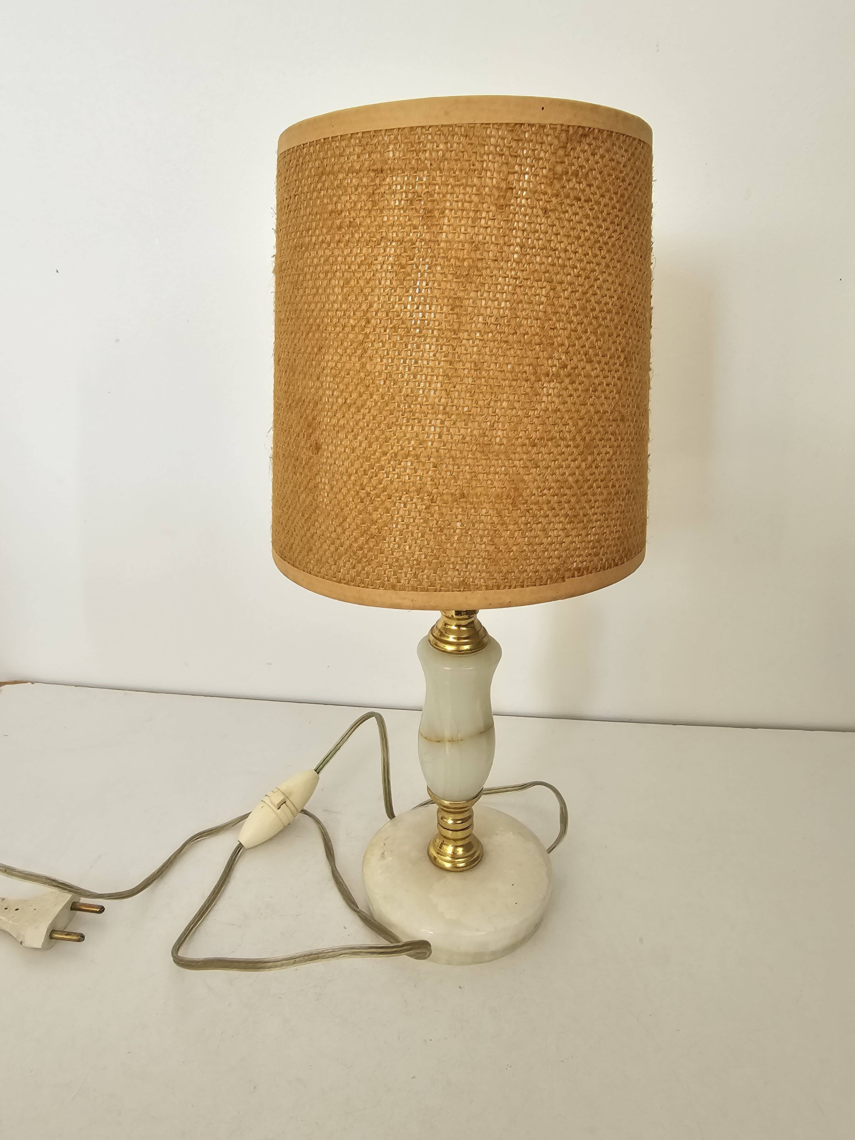 Table lamp with alabaster marble base, vintage 60s.