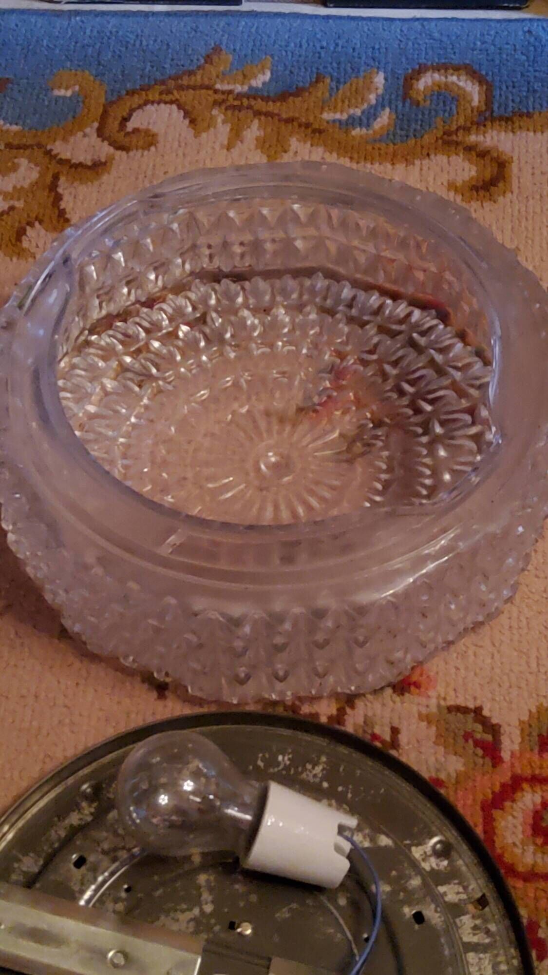 Set of 2 Erco ceiling lights from the 60s in diamond-tipped glass Diameter 35cm