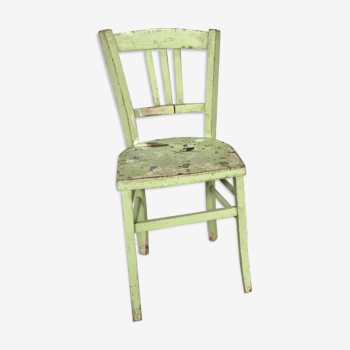 Unique green patina chair vintage painting
