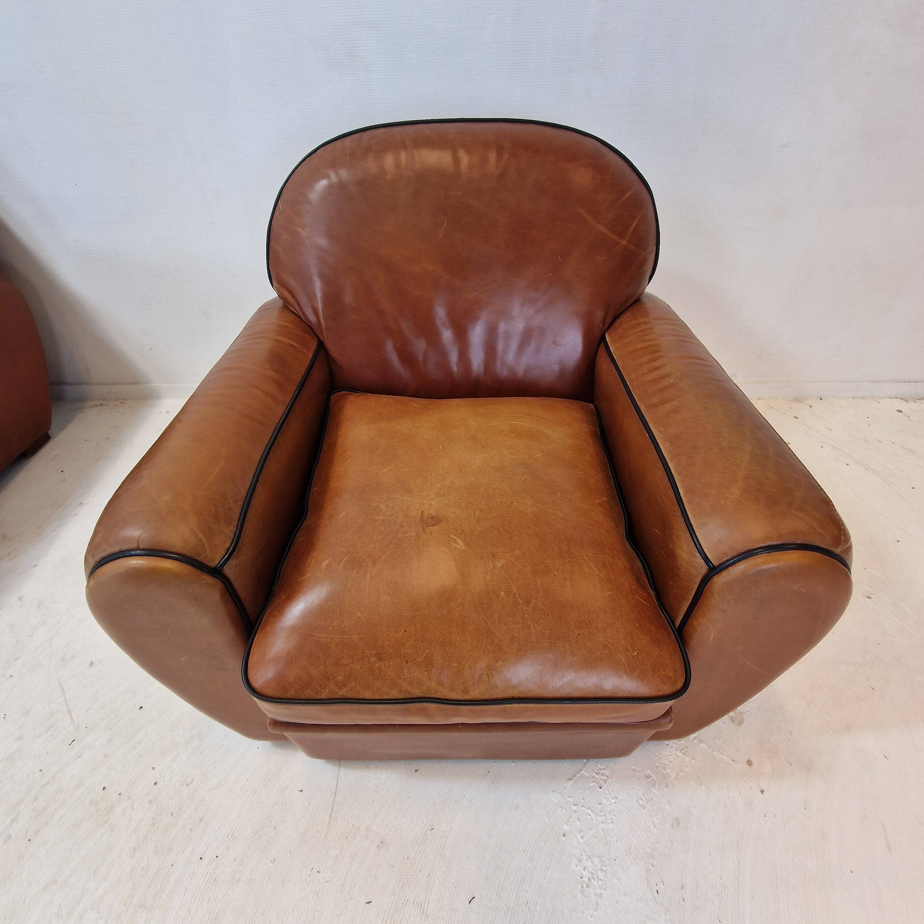 Set of 2 Club Chairs and 1 Sofa in Saddle Leather by Jan Frantzen, Netherlands