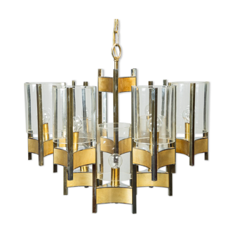 Chandelier 9 lights hurricane sciolari 60s vintage modernariato