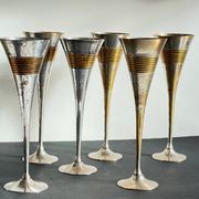 6 Flutes Champagne Laiton Argenté Vintage