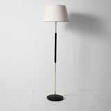 Lampadaire scandinave en laiton et bois noir, années 1950/60