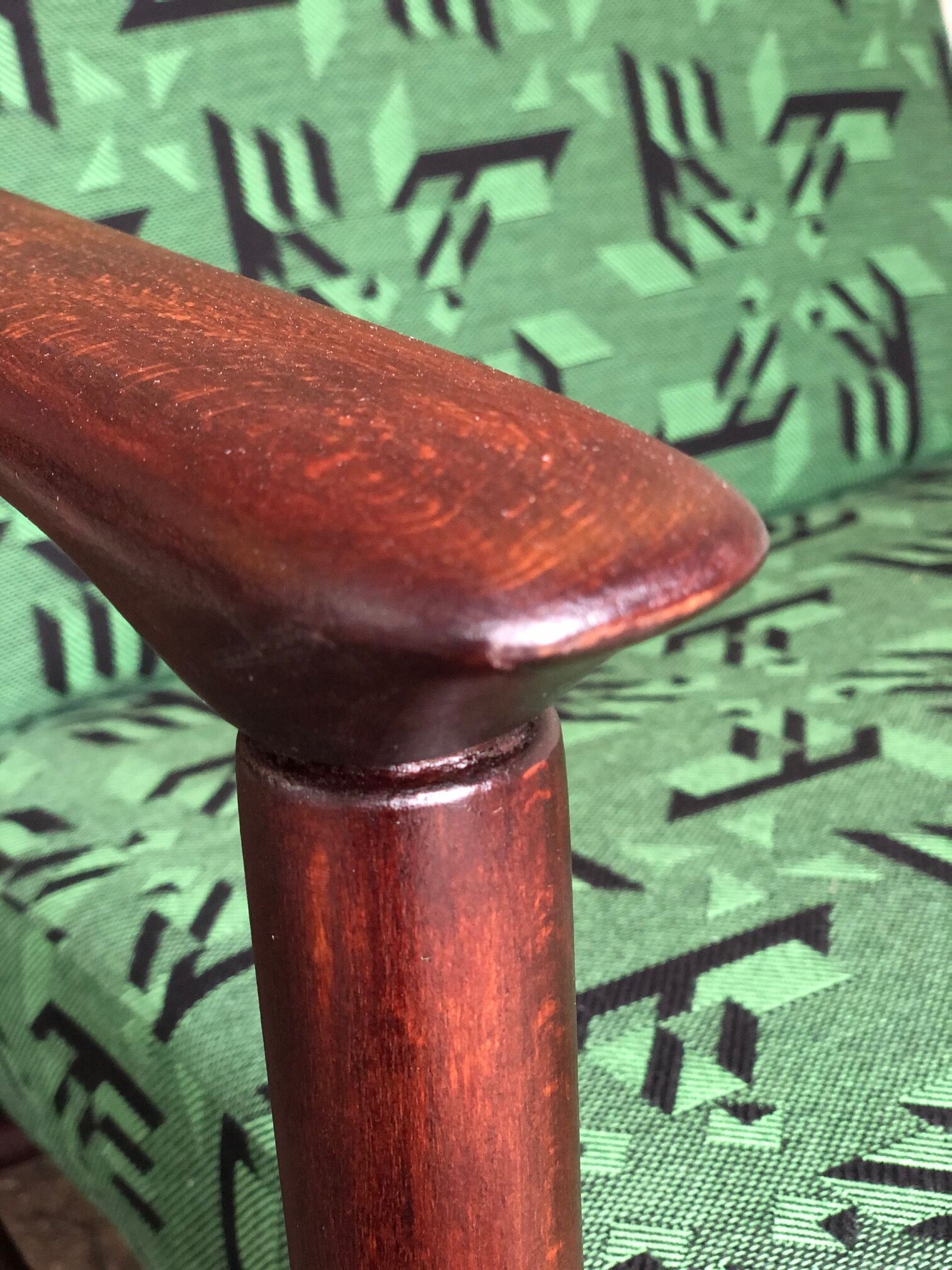 Mid century armchairs in green jacquard, by edmund homa, 1960s, set of two