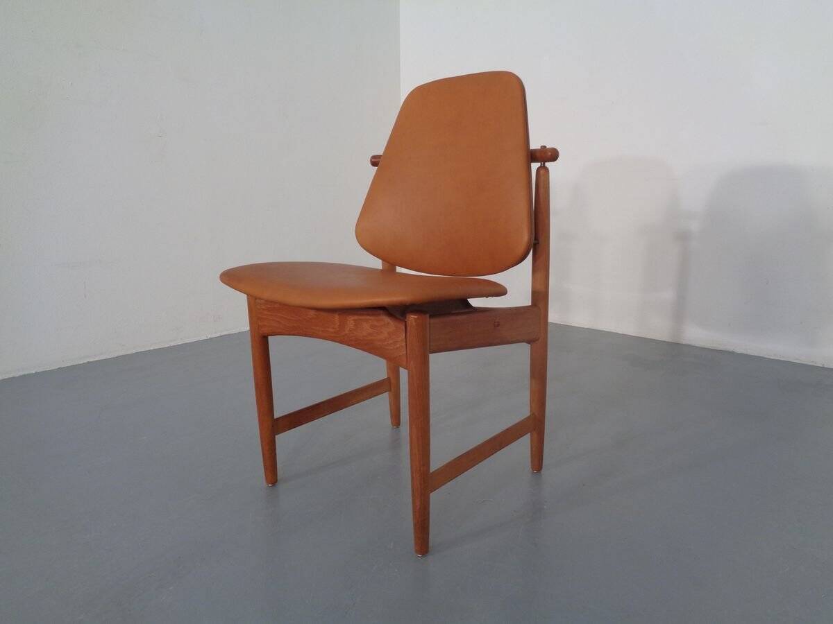 Teak and brass side chair by Arne Hovmand-Olsen for Mogens Kold, 1950s