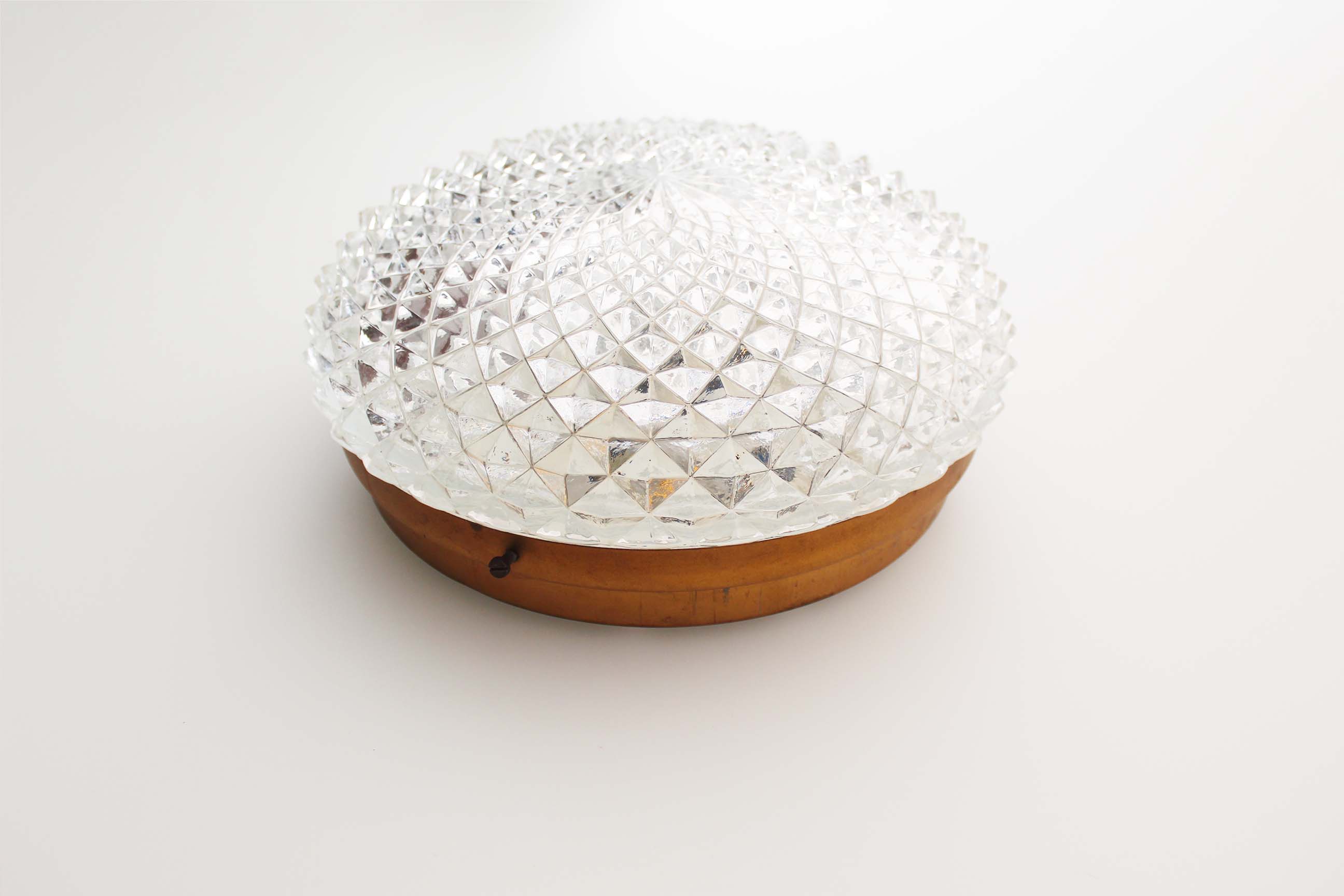 1970's Heavy round crystal glass wall sconce by Massive Belgium