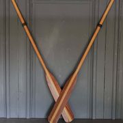 Pair of oars canoe boat XXe two species of wood
