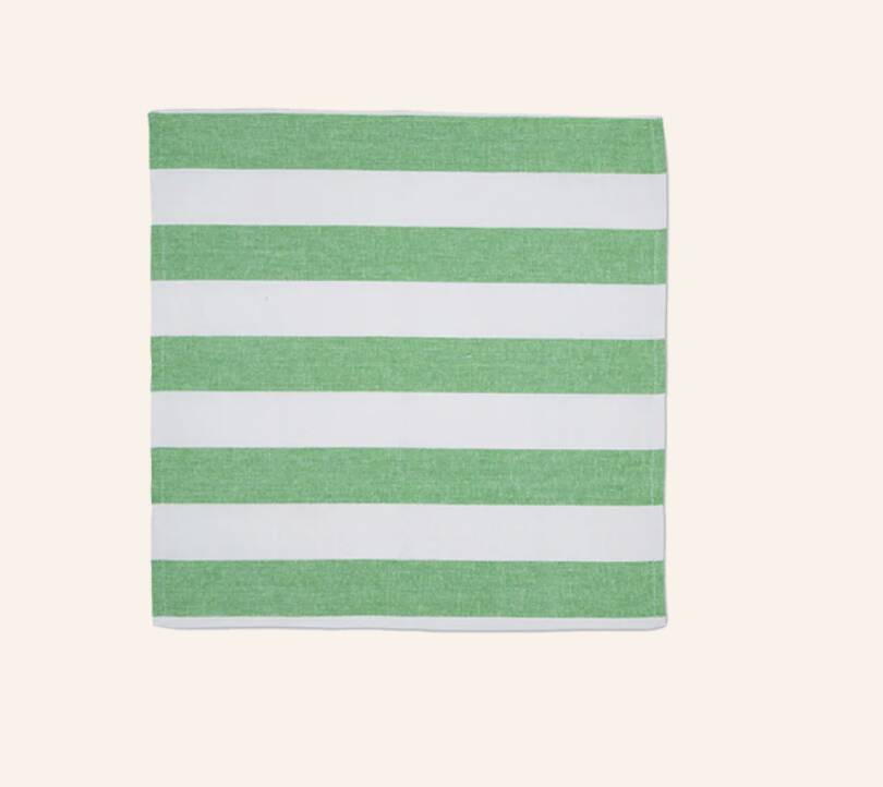 Set of 6 green striped napkins