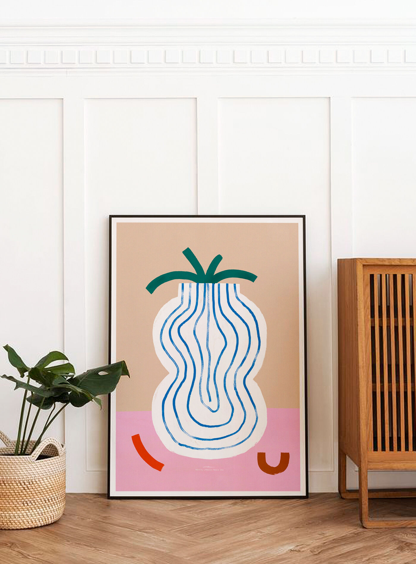 Wall poster vase blue lines 30cm*40cm