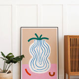 Wall poster vase blue lines 30cm*40cm