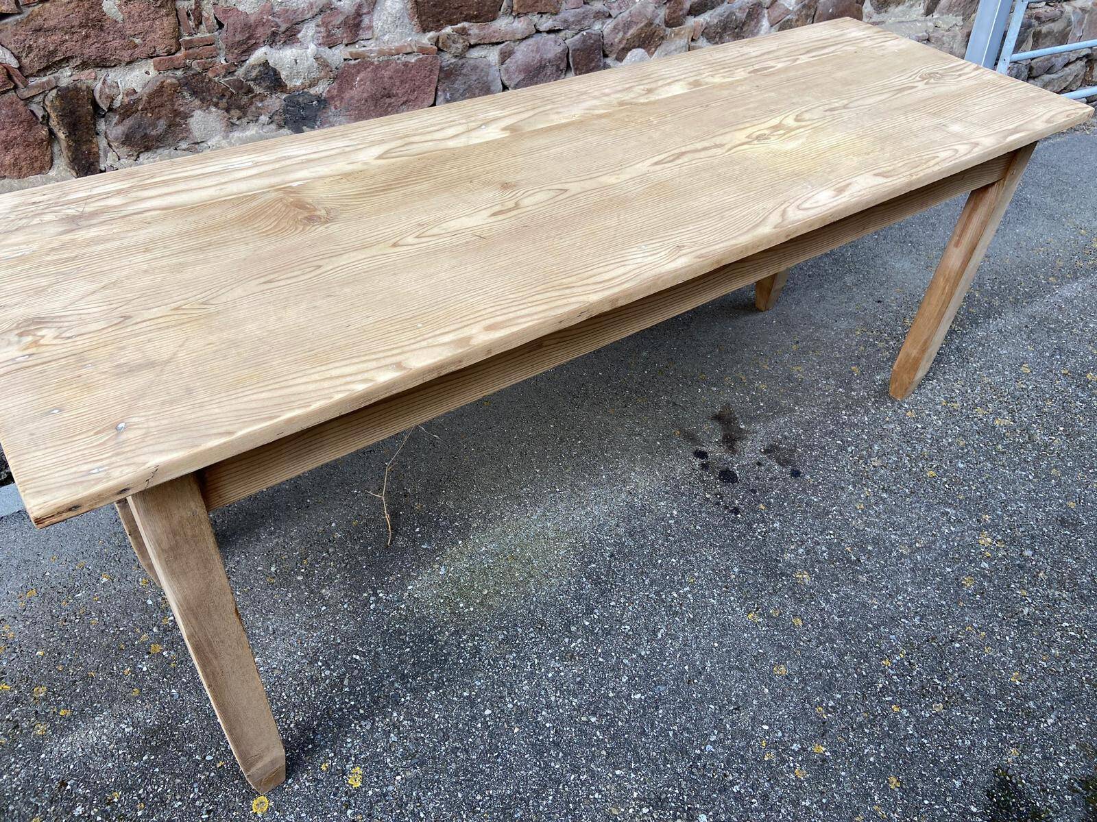 Large Alsatian bistro coffee table in raw natural fir French bistro table 1930