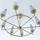 Large Vintage Italian Pendant Light, 1950s, Brass Glass