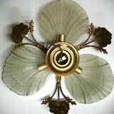 Ceiling chandelier in frosted glass paste and bronze