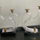 Pair of Hollywood Regency candlesticks in lucite and brass