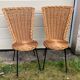 Paire de chaises en rotin pied métal noir