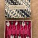 Box of 6 antique silver and jade spoons
