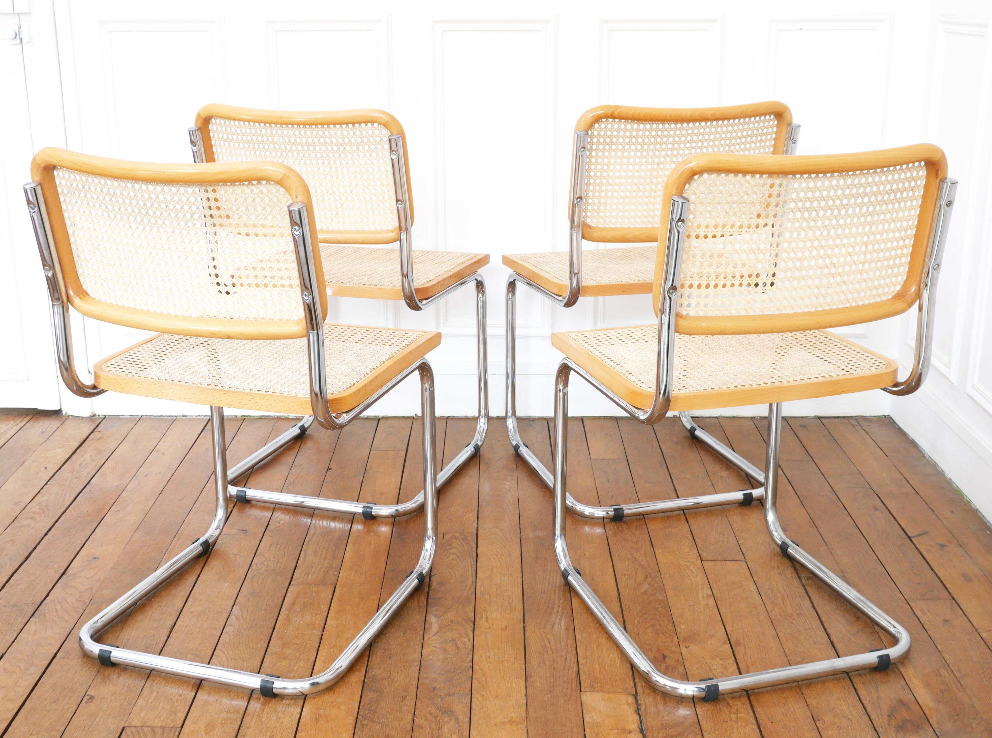 4 Cesca B32 Breuer Chairs Made in Italy - Seat caning redone