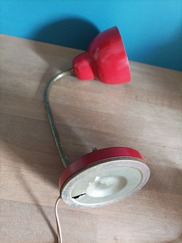 Bedside desk lamp metal red brass