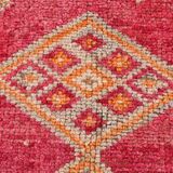 2x13 Soft Orange & Fuchsia Pattern Rug, Vintage Ousahk Runner Rug,90x381 Cm