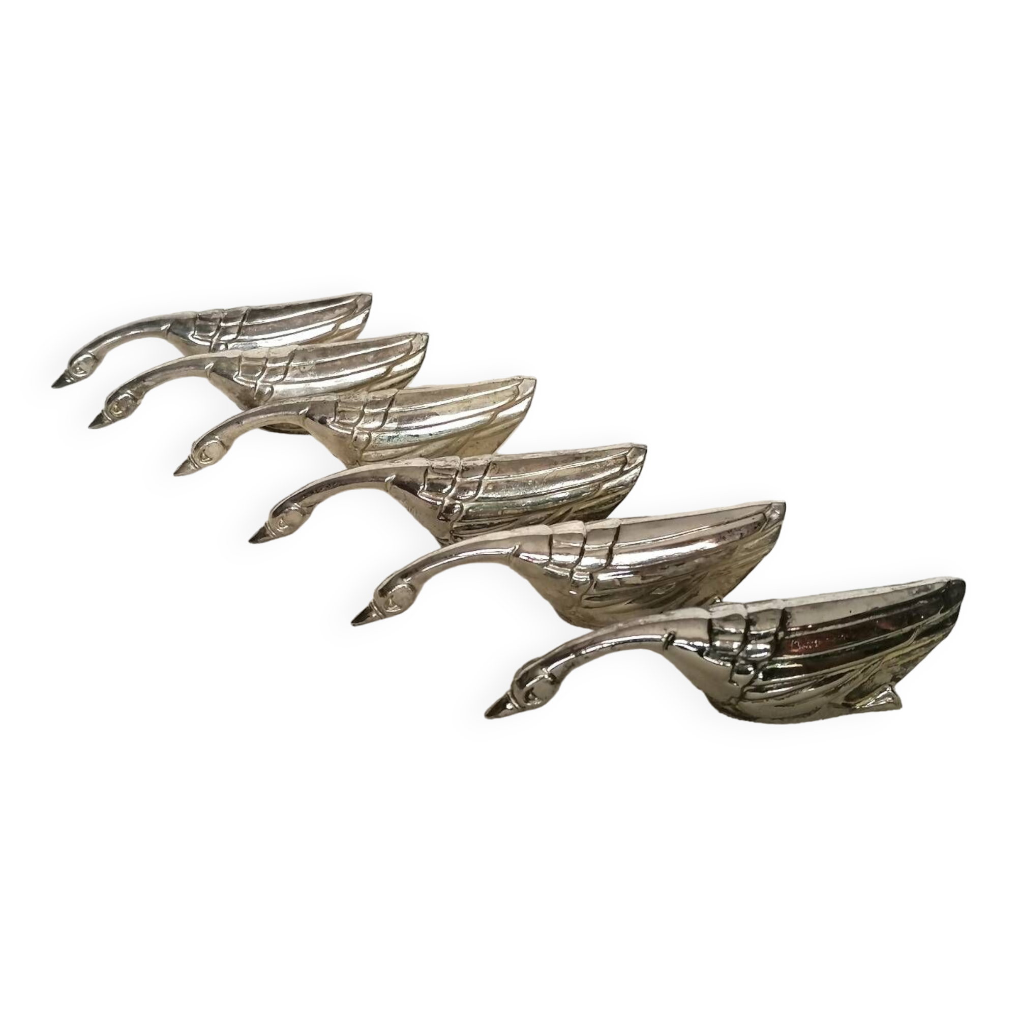6 silver metal zoomorphic knife holders