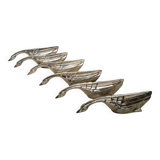 6 silver metal zoomorphic knife holders