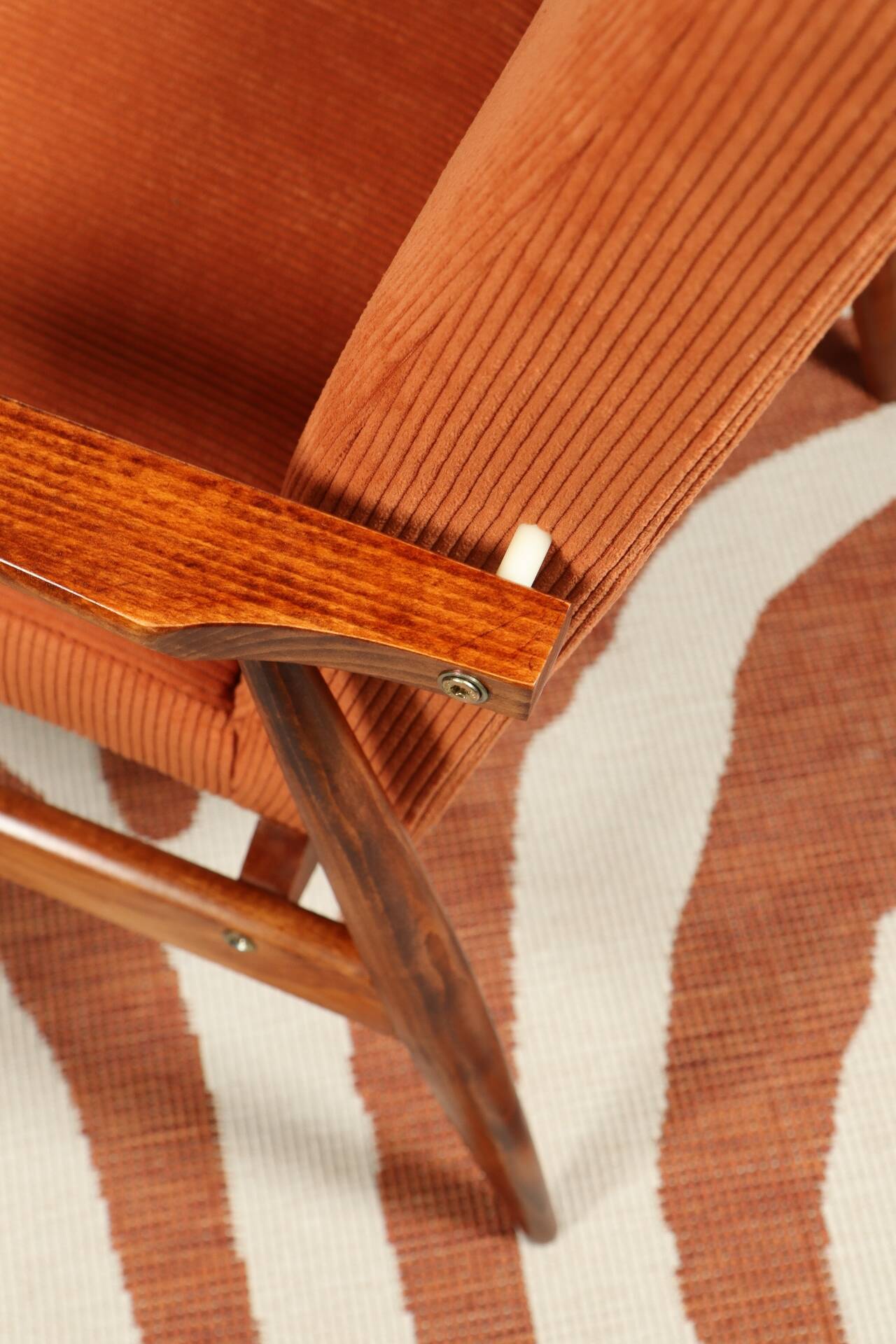 Scandinavian modern chair orange corduroy H.Lis 