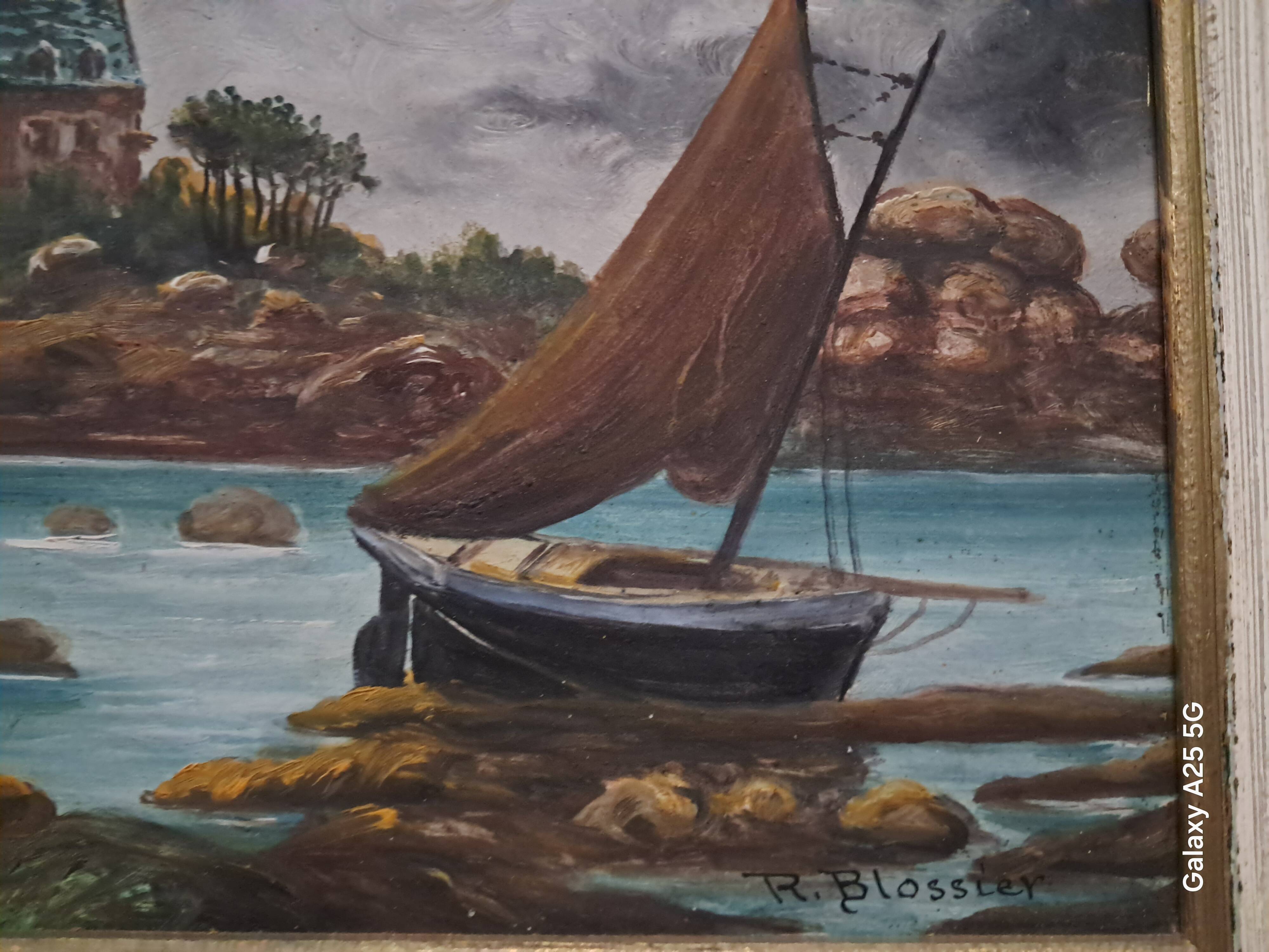 Oil painting by Raymond Blossier, landscape of Brittany.