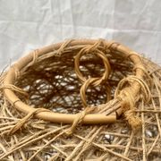 Suspension boule vintage en corde et rotin - 36 cm