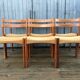 Suite de 6 chaises scandinaves en teck et corde