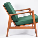 Scandinavian armchair "Stefan", restored, 60s, green bottle velvet