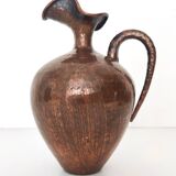 Small Vintage Embossed Copper Pitcher Vase by Egidio Casagrande, Italy
