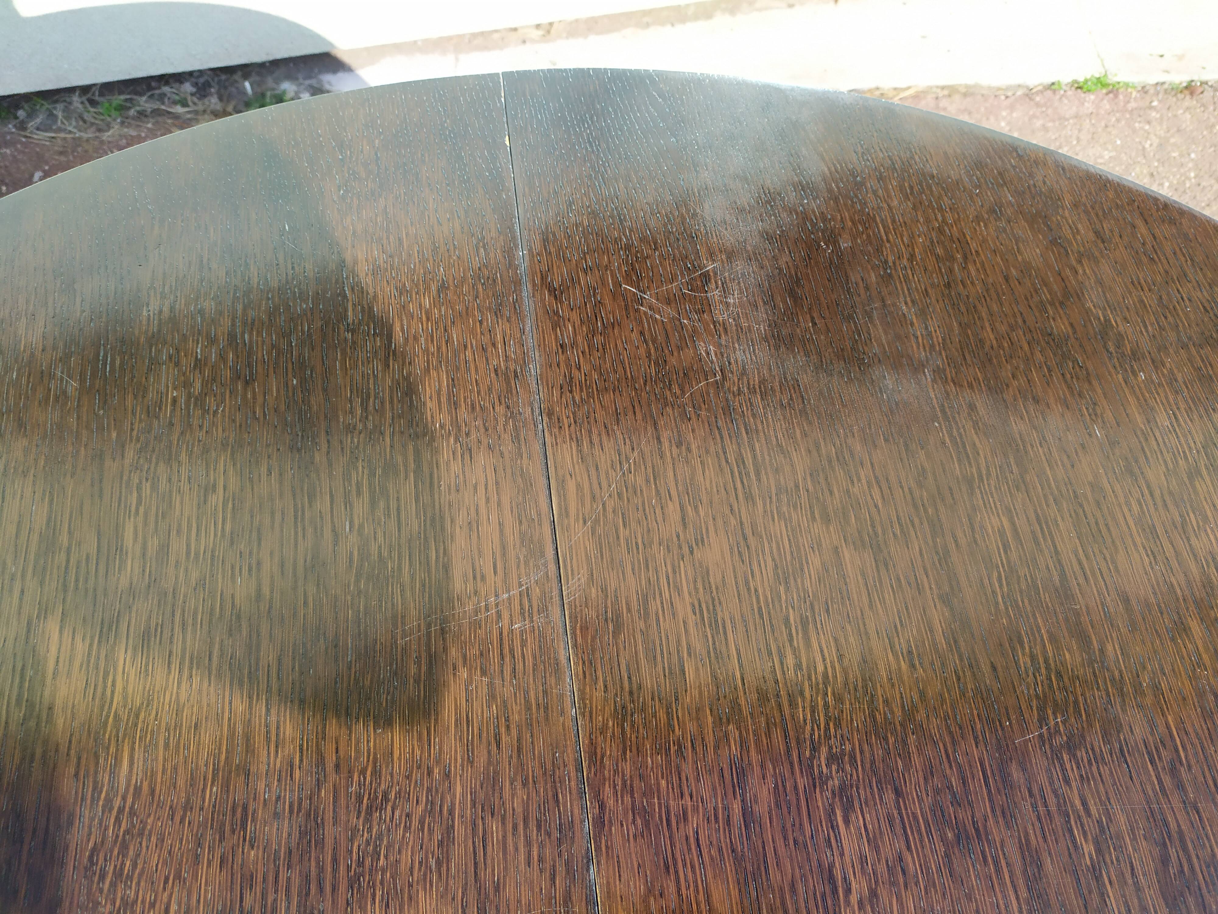 Round extendable wooden table - year 1960 - 110cm to 210cm