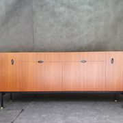 Minimalist mahogany veneer row by Paul Geoffroy 1960s