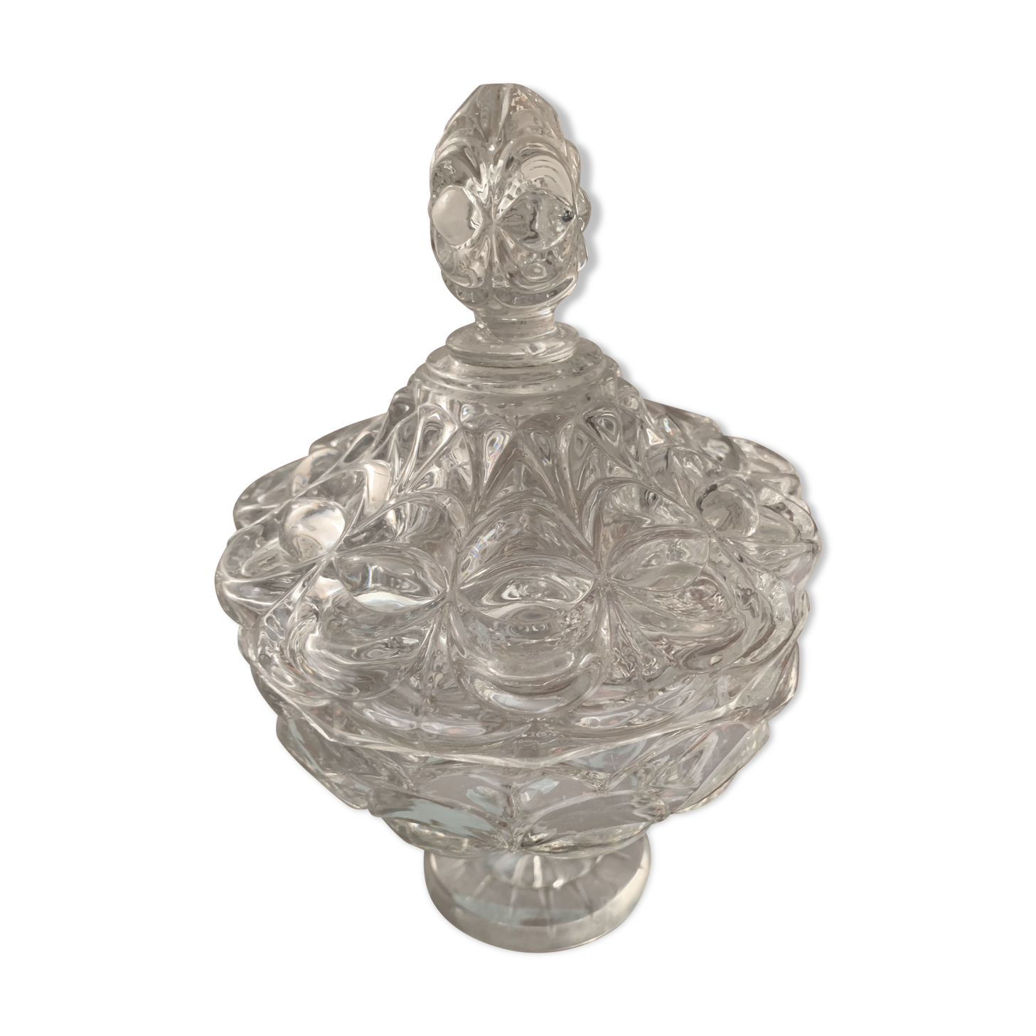 19th century molded crystal drageoir