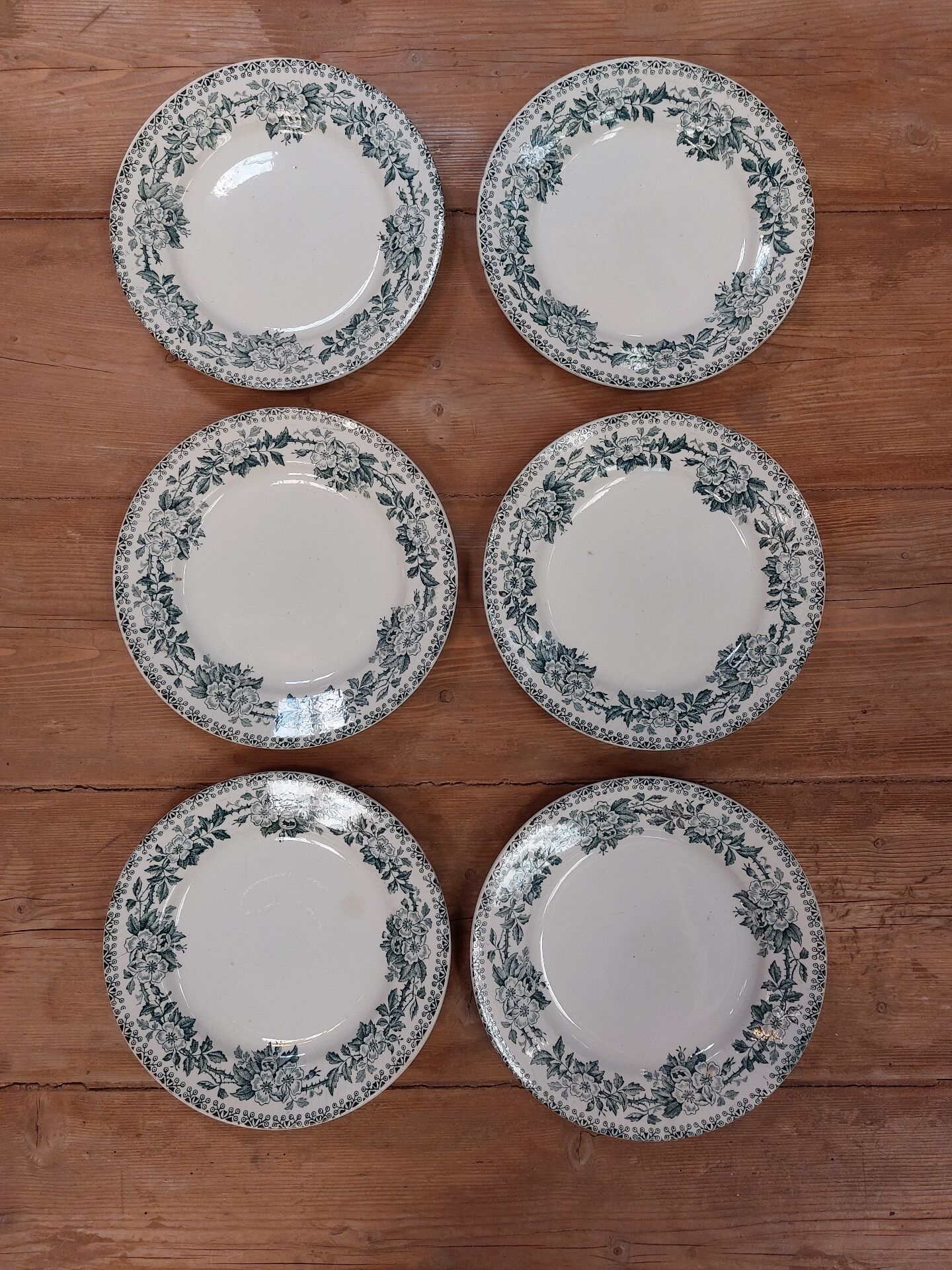 6 antique deep plates made of ironstone - Guadeloupe model