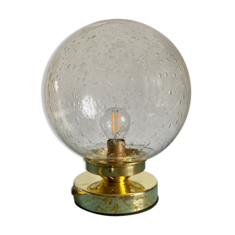 Lampe à poser globe vintage en verre bullé