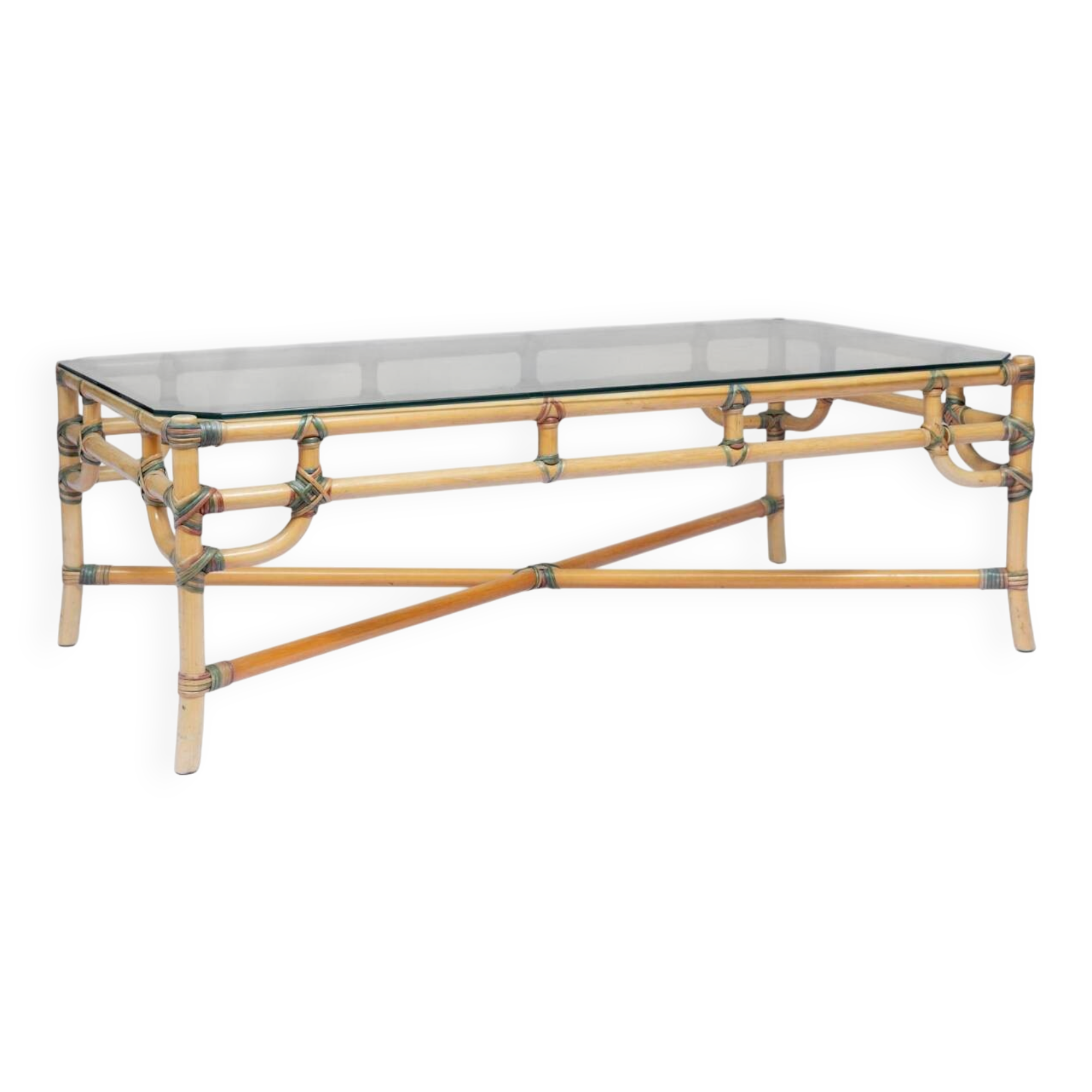 Bamboo and glass coffee table 1970