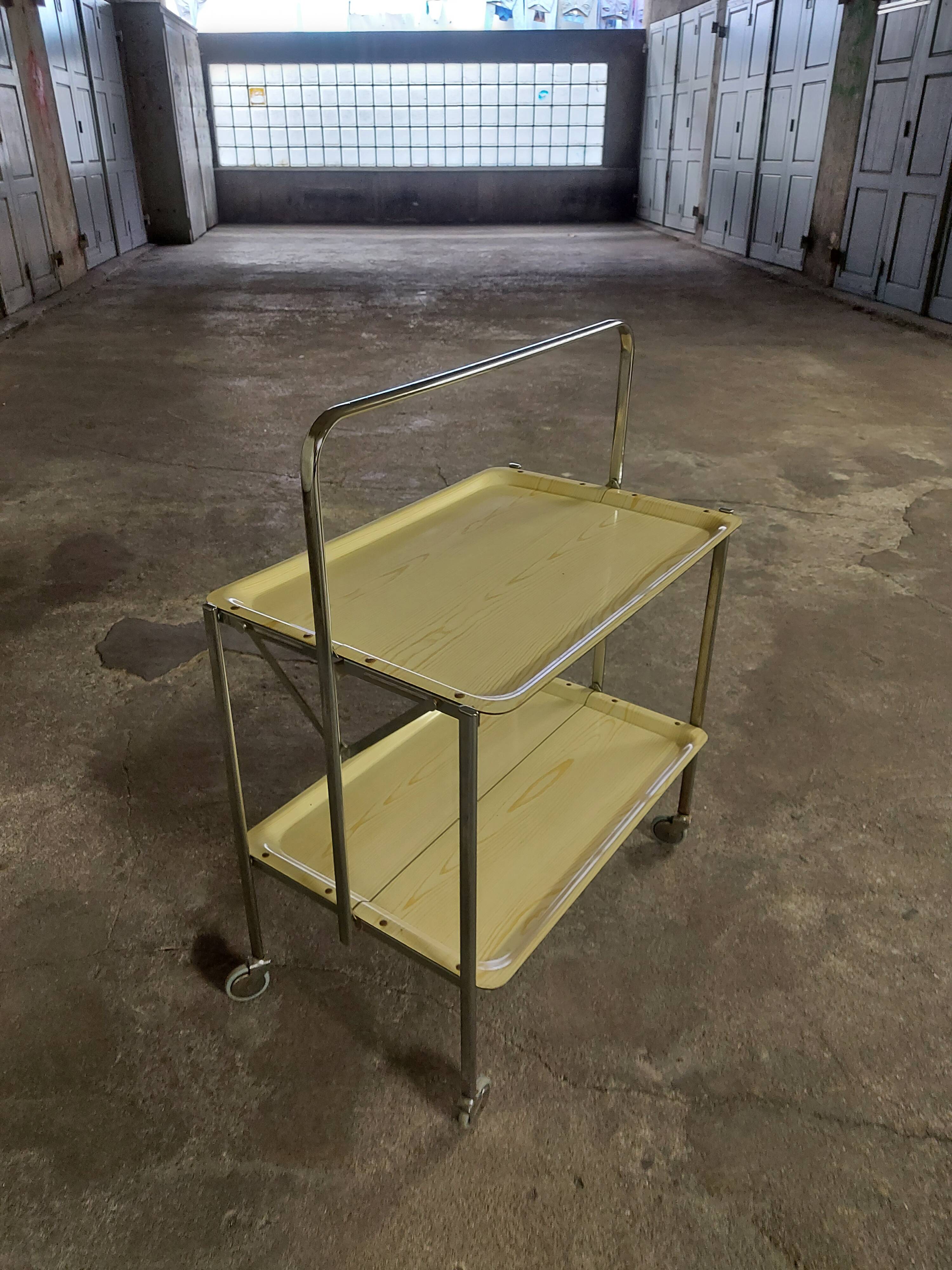 Italian vintage 70's foldable rolling service, speedy