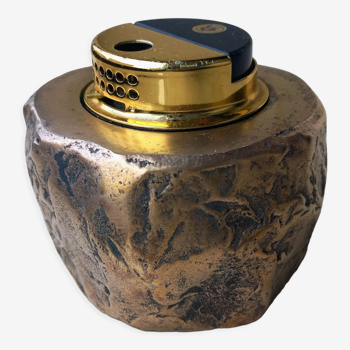 Briquet brutaliste en bronze de table