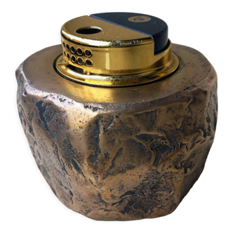 Briquet brutaliste en bronze de table